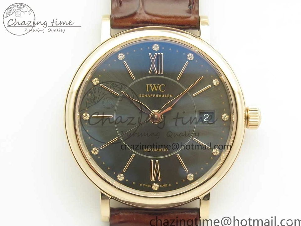 MIROTIME 0224 SportInspired Portofino IW458101 RG MK 1:1 Best Edition Gray Dial On Brown Leather Strap MIYOTA 7165